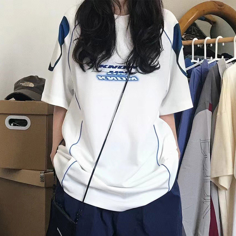 เสื้อยืดแขนสั้น แบบสวมหัว โอเวอร์ไซซ์ สไตล์เรโทร แนวสตรีท สําหรับผู้ชาย