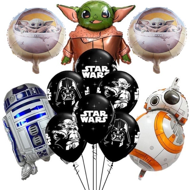 ชุดลูกโป่งฟิล์มอลูมิเนียม ลาย Star Wars Baby Yoda ขนาด 12 นิ้ว สีดํา สําหรับตกแต่งปาร์ตี้วันเกิดเด็ก 11 ชิ้น ต่อชุด