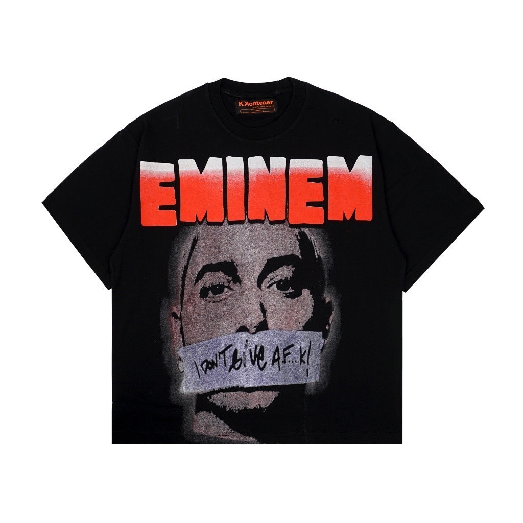 HOT Kkontener EMINEM OVERSIZE TSHIRT เสื้อยืดสีดําสําหรับผู้ชายและผู้หญิง