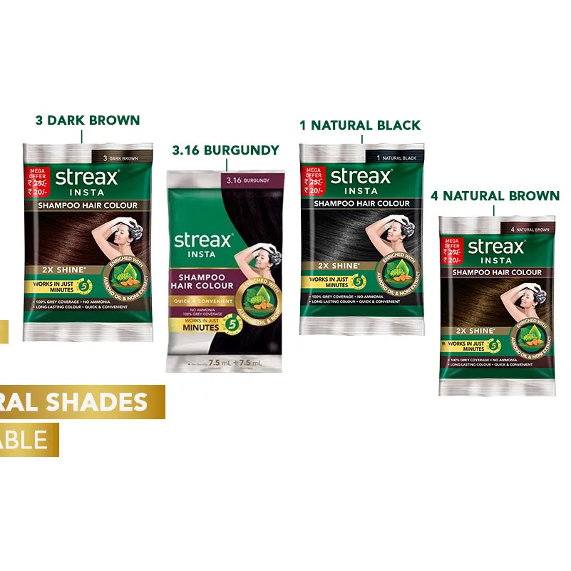 Streax Insta Shampoo Hair Colour 18ml.
