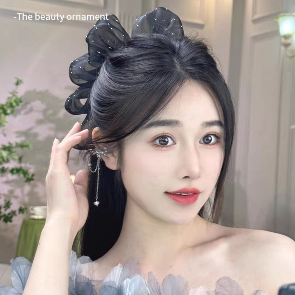 บ้านพลู โบว์ผ้า หนีบผม โบว์รวมผม สวย อันใหญ่