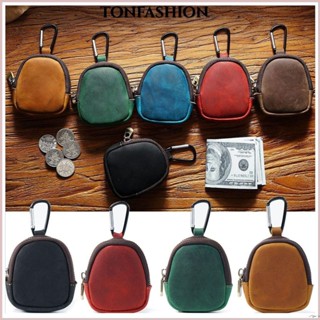 Tonfashion กระเป๋าใส่เหรียญ หนังวัวแท้ มีซิป ขนาดเล็ก พร้อมพ…