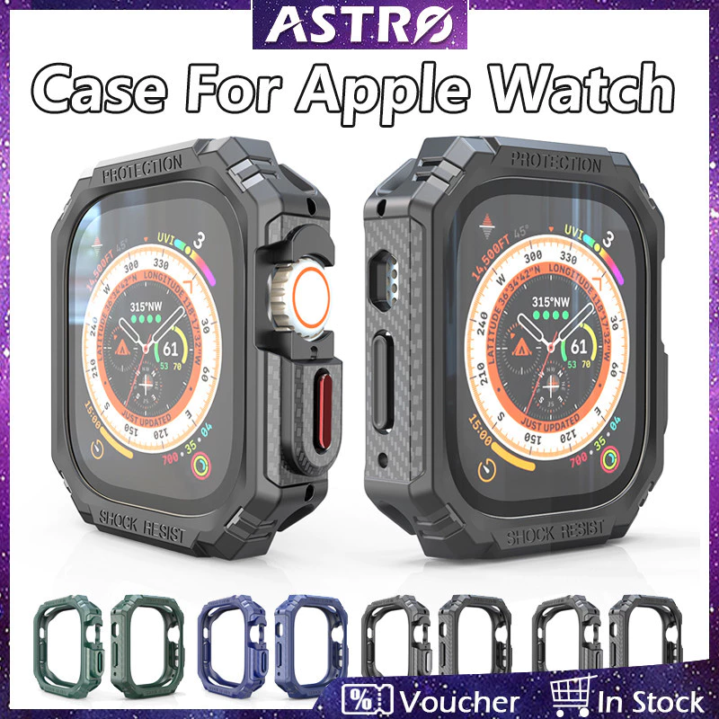 Astro เคสนาฬิกาข้อมือคาร์บอนไฟเบอร์ กันตก ป้องกัน สําหรับ Apple Watch iWatch Series Ultra SE 2 9 8 7 6 5 4 49/45/41 มม. 44 มม. 40 มม.