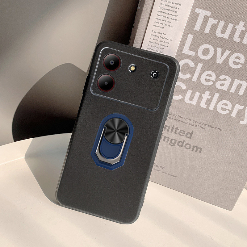 เคสโทรศัพท์ ZTE Blade A34 / Blade a54 / A36 พร้อมสีฟ้าสีเขียวสีแดงแม่เหล็ก Grip Finger Ring Bracket นุ่มสีดํา Matte กันกระแทกป้องกัน TPU ฝาครอบซิลิโคน