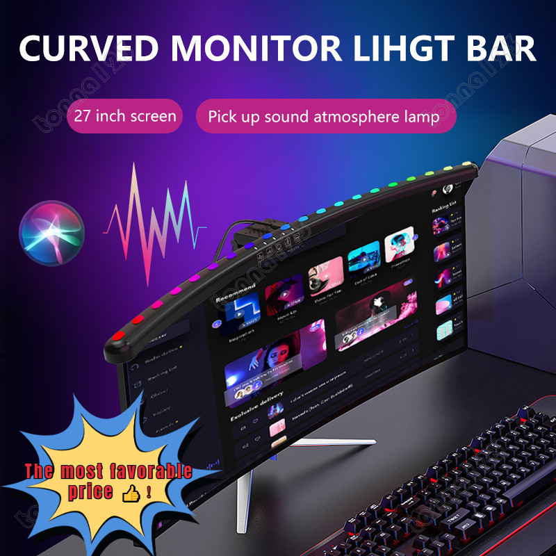 ไฟคอมพิวเตอร ์ LED ประเภทคลิปหน ้ าจอแขวน 60 ซม.ไฟจอแสดงผลโค ้ ง RGB backlight ไฟคอมพิวเตอร ์ บาร ์ เกมโต ๊ ะทํางานสามารถหรี ่ แสงได ้ อย ่ างไม ่ จํากัด