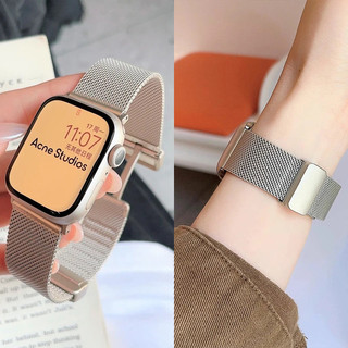 สายนาฬิกาข้อมือ สเตนเลส โลหะ พับได้ สําหรับ iWatch Band ultra 49 มม. 45 มม. 44 มม. iWatch Series 987 40 มม. 41 มม. 42 มม. 38 มม. 65432