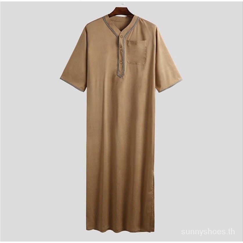 เสื้อคลุมชาวมุสลิม แขนยาว ทรงสลิมฟิต พลัสไซซ์ อาหรับดูไบ เสื้อคลุมหลวม กระดุม สําหรับผู้ชาย EDIU