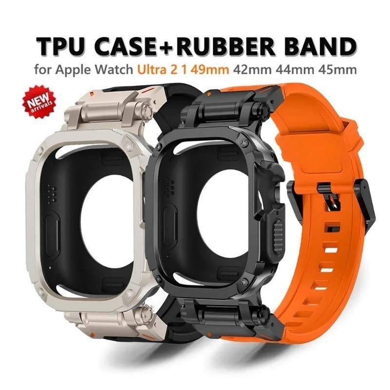 เคส TPU และสายนาฬิกาข้อมือซิลิโคนไทเทเนียม สําหรับ iWatch Ultra 2 49 มม. Series 45 มม. iWatch 9 8 SE 7 6 5 44 มม.