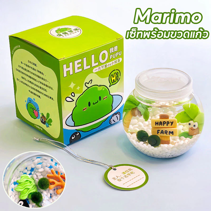 พร้อมส่ง✅ Marimo มาริโมะ เซ็ทพร้อมขวดแก้ว เหมาะสำหรับให้เป็นของขวัญสำหรับคนที่รัก