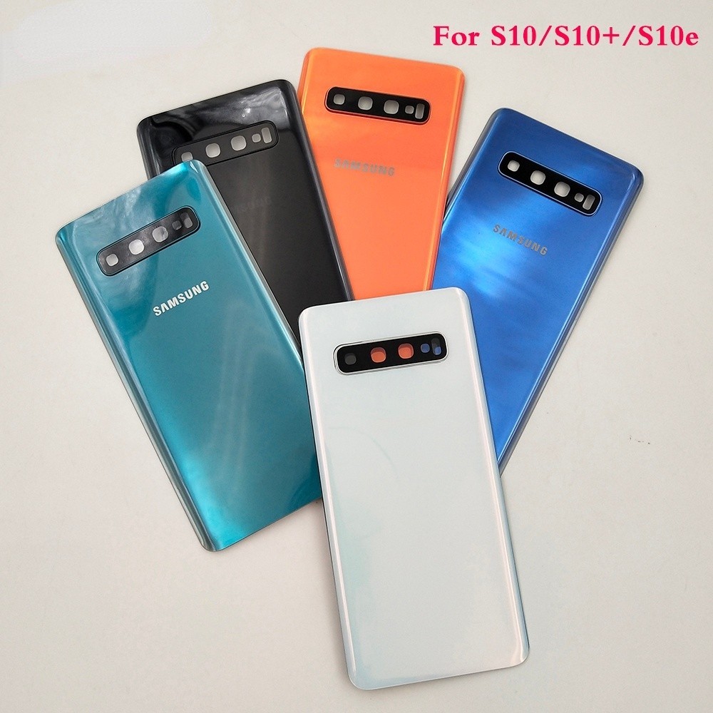 Samsung Galaxy S10 S10 Plus S10+ S10e ฝาหลังแบตเตอรี่ด้านหลังแผงที่อยู่อาศัยประตูด้านหลัง