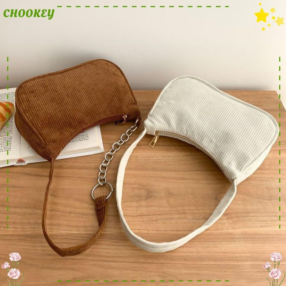 Chookey กระเป๋าถือ กระเป๋าสะพายไหล่ ผ้าลูกฟูก แฟชั่นสวยหรู สไตล์เรโทร