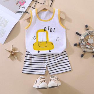 【YAOEENH】พร้อมส่ง ชุดเสื้อแขนกุด กางเกงขาสั้น ผ้าฝ้ายแท้ ขนา…