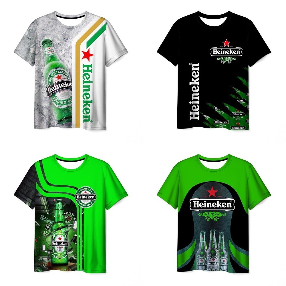 ขายดี เสื้อยืดแขนสั้น พิมพ์ลาย Heineken Beer 3 มิติ ลําลอง เหมาะกับฤดูร้อน สําหรับผู้ชาย และผู้หญิง