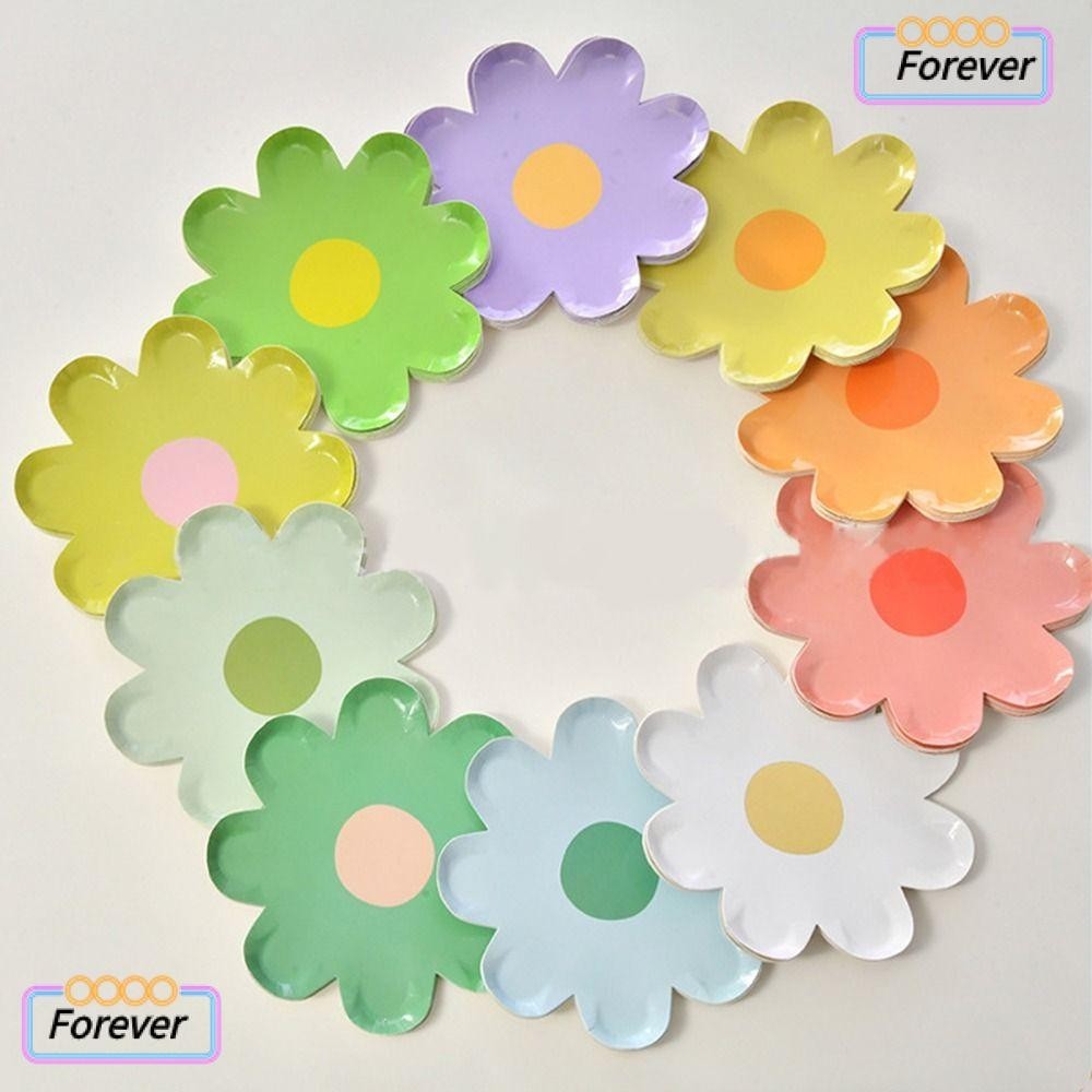 Forever จานกระดาษ ลายดอกเดซี่ ขนาดเล็ก แบบใช้แล้วทิ้ง 2024 สําหรับใส่อาหารค่ํา เค้กวันเกิด งานแต่งงาน 10 ชิ้น