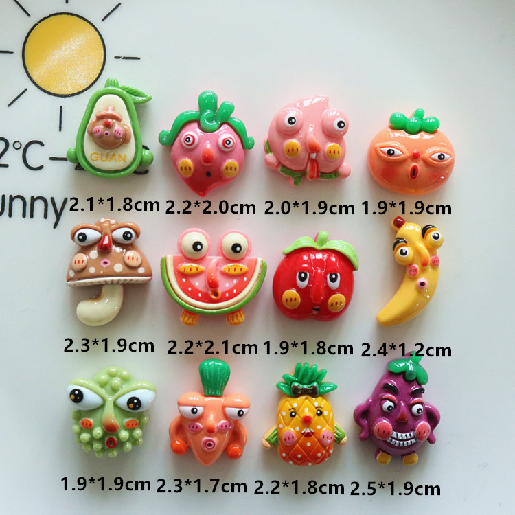 สติกเกอร์เรซิ่น รูปผัก ผลไม้ ตลก สําหรับทําผมเด็ก ติดตู้เย็น DIY 10 ชิ้น ต่อแพ็ค