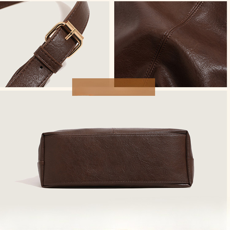 IELGY Commuter Retro Classic กระเป๋าโท้ทความจุขนาดใหญ่นักศึกษาวิทยาลัย PU Texture All-Match กระเป๋าสะพาย ราคา ถูกที่สุด ดีลบีเคเค แกลเลอรีภาพที่ 8