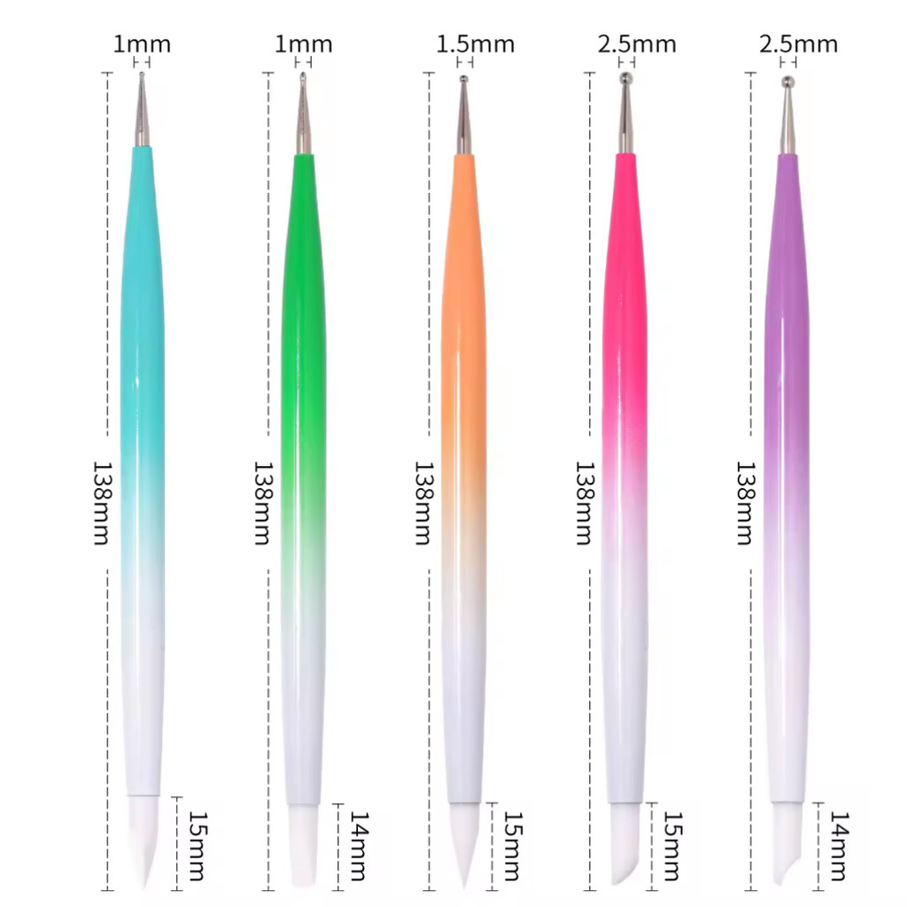( ชุดไม้ดอท + แปรงขัดผง หัวซิลิโคน 5แบบ ) ใช้เพ้นท์ลายจุด และ ใช้ขัดผงกระจก แทนการใช้นิ้ว หรือฟองน้ำ / อุปกรณ์ทำเล็บ - รูปที่ 4