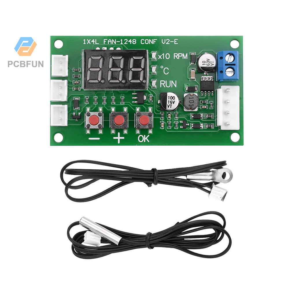 Pcbfun พัดลมควบคุมอุณหภูมิดิจิทัล 12-48V PWM 10V รองรับ EC EBM ปิดเครื่องได้