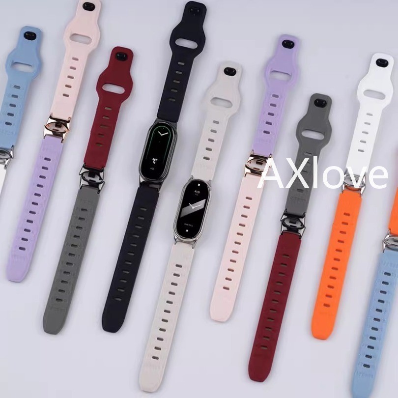 สายรัดซิลิโคนสําหรับ Xiaomi Mi Band 10 9 8 สายรัดข้อมือสร้อยข้อมือสายรัดข้อมือสําหรับ MiBand 8 NFC Smartwatch Watchband อุปกรณ์เสริม