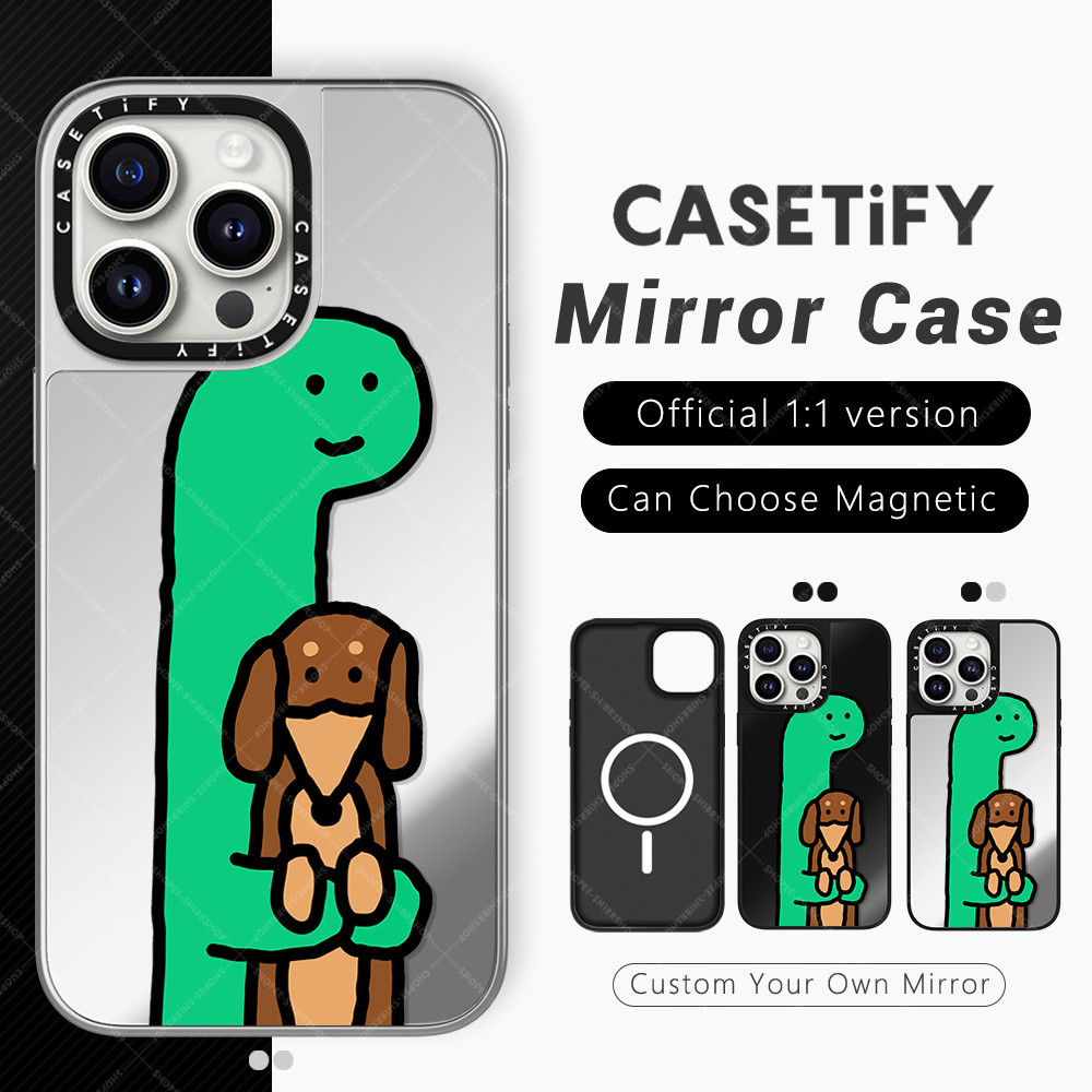 หรูหราแฟชั่นกันกระแทกแม่เหล็กชาร์จได้กระจกเงาคุณภาพสูงแข็งไอโฟนเคสการ ์ ตูนเกาหลีน ่ ารักไดโนเสาร ์ Hold Me สําหรับ Iphone 15 Pro 13 Pro Max 12 14 16 15 Plusป้องกันสีเหลืองยี่ห้อโทรศัพท์มือถือโฟนปกป้องฝาปิดcasetifyใสเหลี่ยมอุปกรณ์เสริมสำหรับ