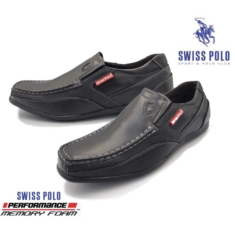 Swiss Polo Men Professional อย่างเป็นทางการรองเท้าไม่มีส้นรองเท้าหนังนิ่ม Kasut Lofer Polo Office Ko