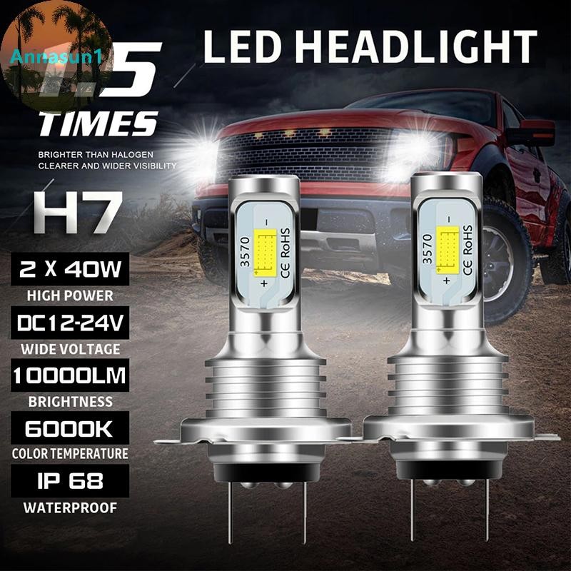 Annasun H7 LED Canbus ไฟหน้า H7 LED Lo Beam หลอดไฟ 6000K IP 68 CSP 3570 ชิป LED TH
