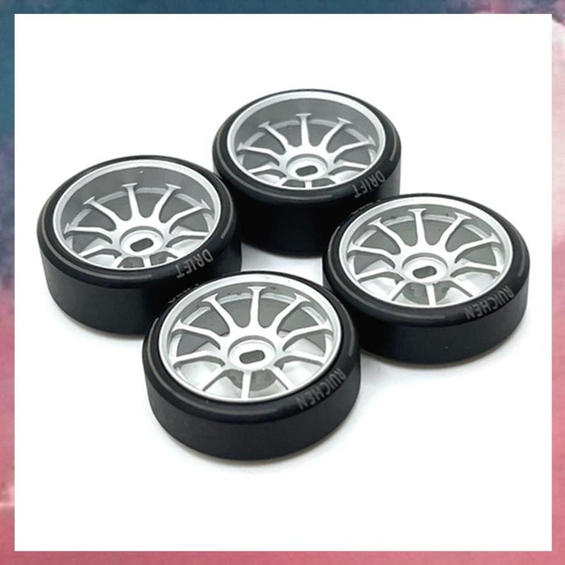 4 ชิ้นพลาสติกแข็งดริฟท์ยาง ไทร์ ขอบล้อโลหะสําหรับ  284131 K969 K989 P929 Mini-Z 1/28 RC รถอะไหล่อัพเ