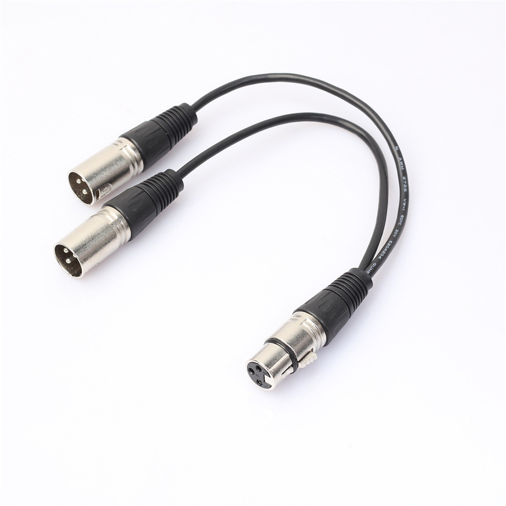 3pin XLR หญิงแจ็ค Dual 2 ปลั๊กชาย Y SPLITTER สาย Adaptor 1 FT สายไฟ