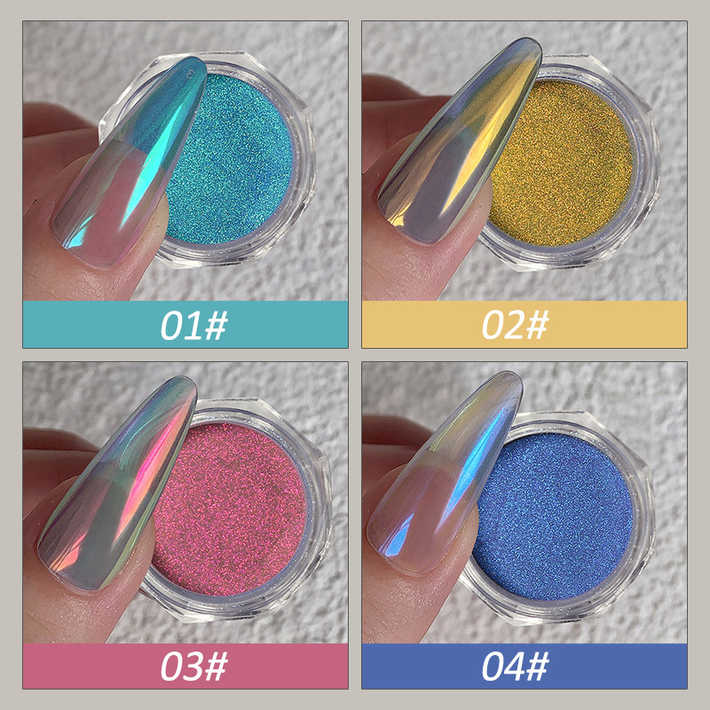 สีสัน Pearl Glitter เล็บผงสีชมพู Auroras Art Pigment ฝุ่น Decoartion ภาพวาด