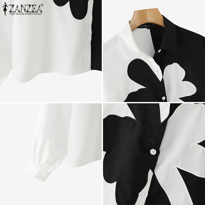 Zanzea เสื้อเชิ้ตแขนยาวทรงหลวมแฟชั่นเกาหลีสําหรับผู้หญิง - รูปที่ 7