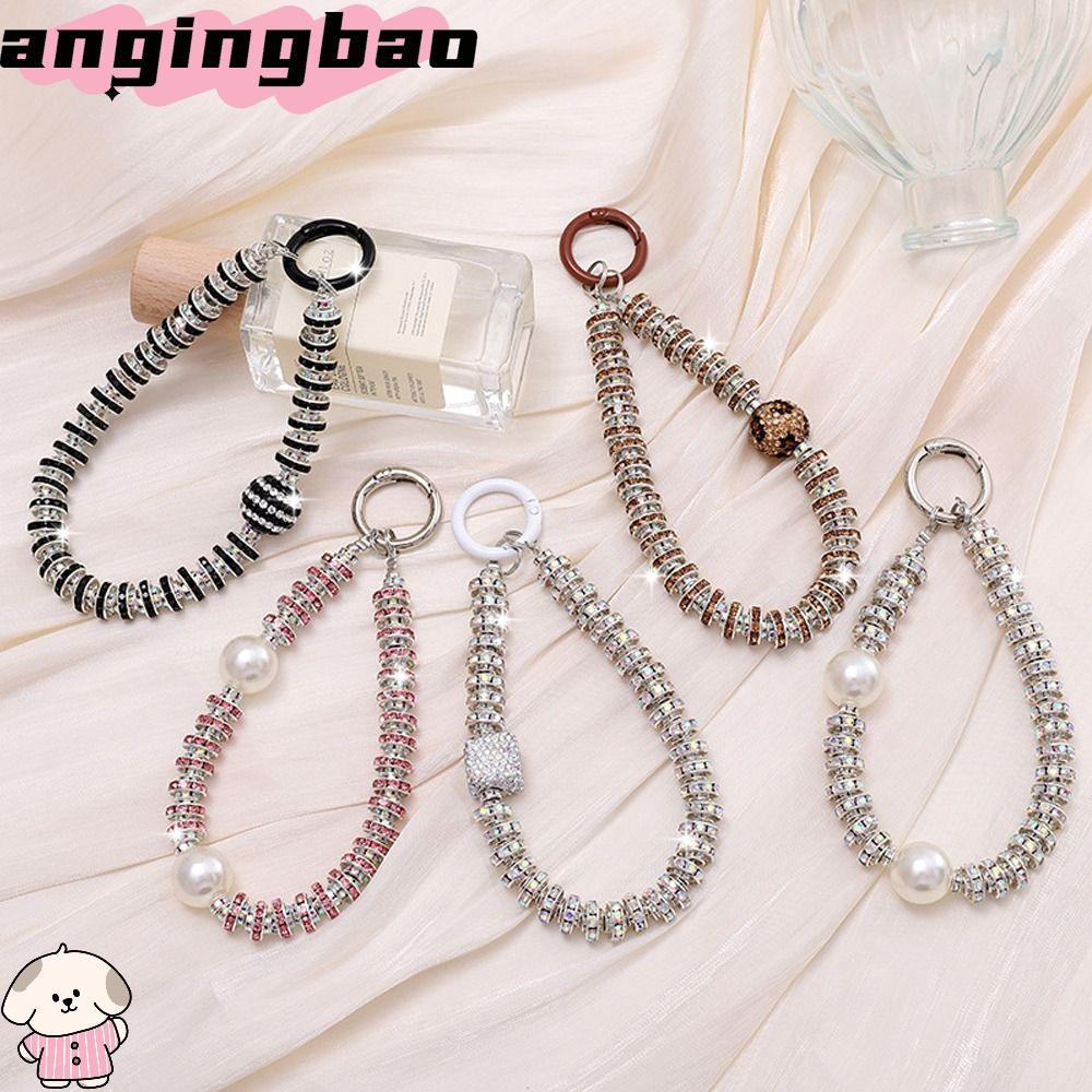 Angingbao เพชรคริสตัล Anti-lost เชือก, Bright พวงกุญแจ Rhinestone โทรศัพท์ Lanyard, Flashy Bling Bling แขวนสายไฟอุปกรณ์เสริมโทรศัพท์