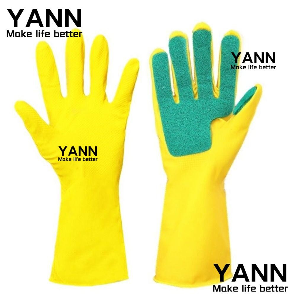 ยัน1 ถุงมือล้างจาน, ซิลิโคนมือขวามือพร้อมผ้าทําความสะอาดถุงมือล้างจานทําความสะอาด, เครื่องมือทําความสะอาดห้องครัวยาวซักรีดถุงมือ