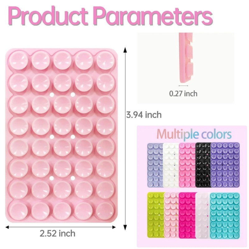 ใช้ซ้ำได้ แผ่นซิลิโคนแปะมือถือ ไม่ต้องใช้กาว ติดได้ 2 ด้าน Silicone Suction 80 ชิ้น ดูดซับ.048