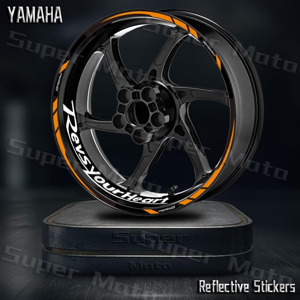 สําหรับ Yamaha YZF R1 R6 R3 R25 R15 MT03 MT07 MT09 MT10 FZ1 FZ6 ล้อสติกเกอร์สะท้อนแสง MotorBike ขอบกันน้ํา Decal