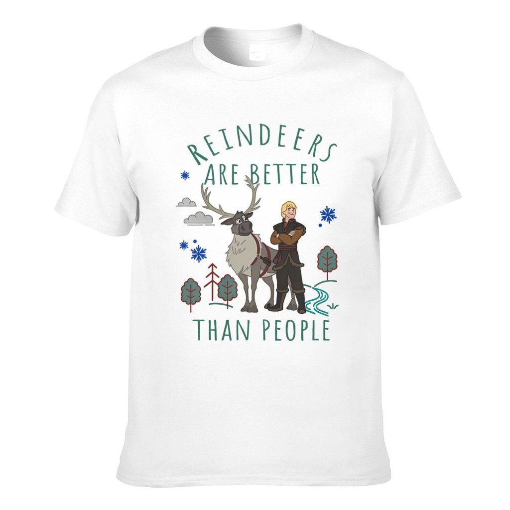 เสื้อยืดสั่งทําผู้ชาย Frozen Kristoff Sven Reindeers Are Better