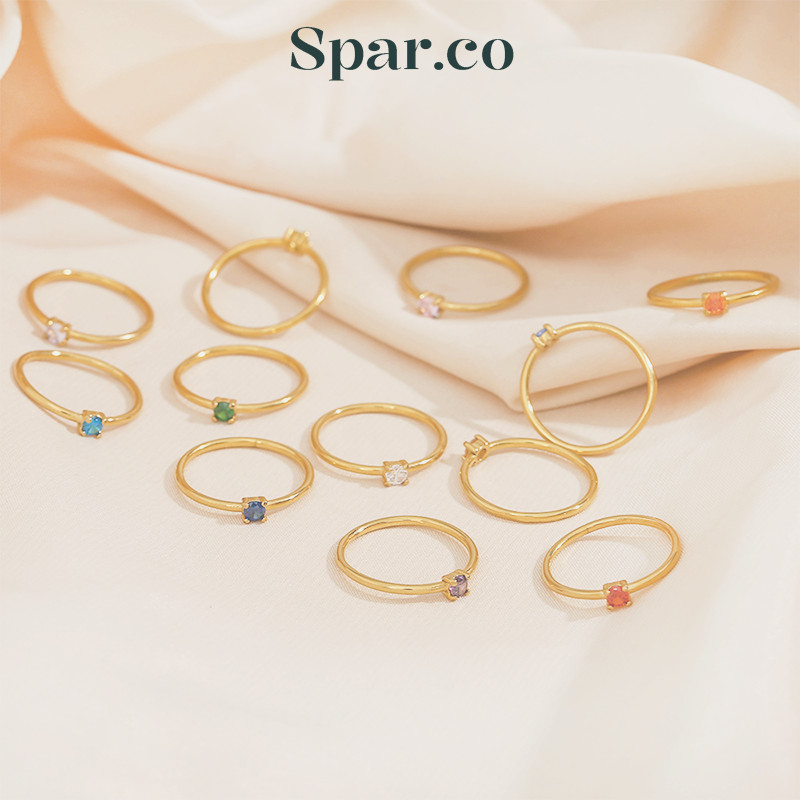 Spar.co แหวนเพชรมินิแหวนเพชรหลายสีสันเสริมโชคลาภตามเดือนเกิด SP-AAC1234