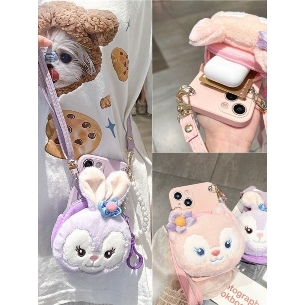 ใหม่ เคสโทรศัพท์มือถือ ผ้ากํามะหยี่ขนนิ่ม มีซิป ลายการ์ตูนกระต่าย พร้อมกระเป๋าสตางค์ สําหรับ IPHONE 15 14 13 Pro MAX 5 5S 5SE 6 6S 7 8 PLUS XS MAX XR 11 12 MINI