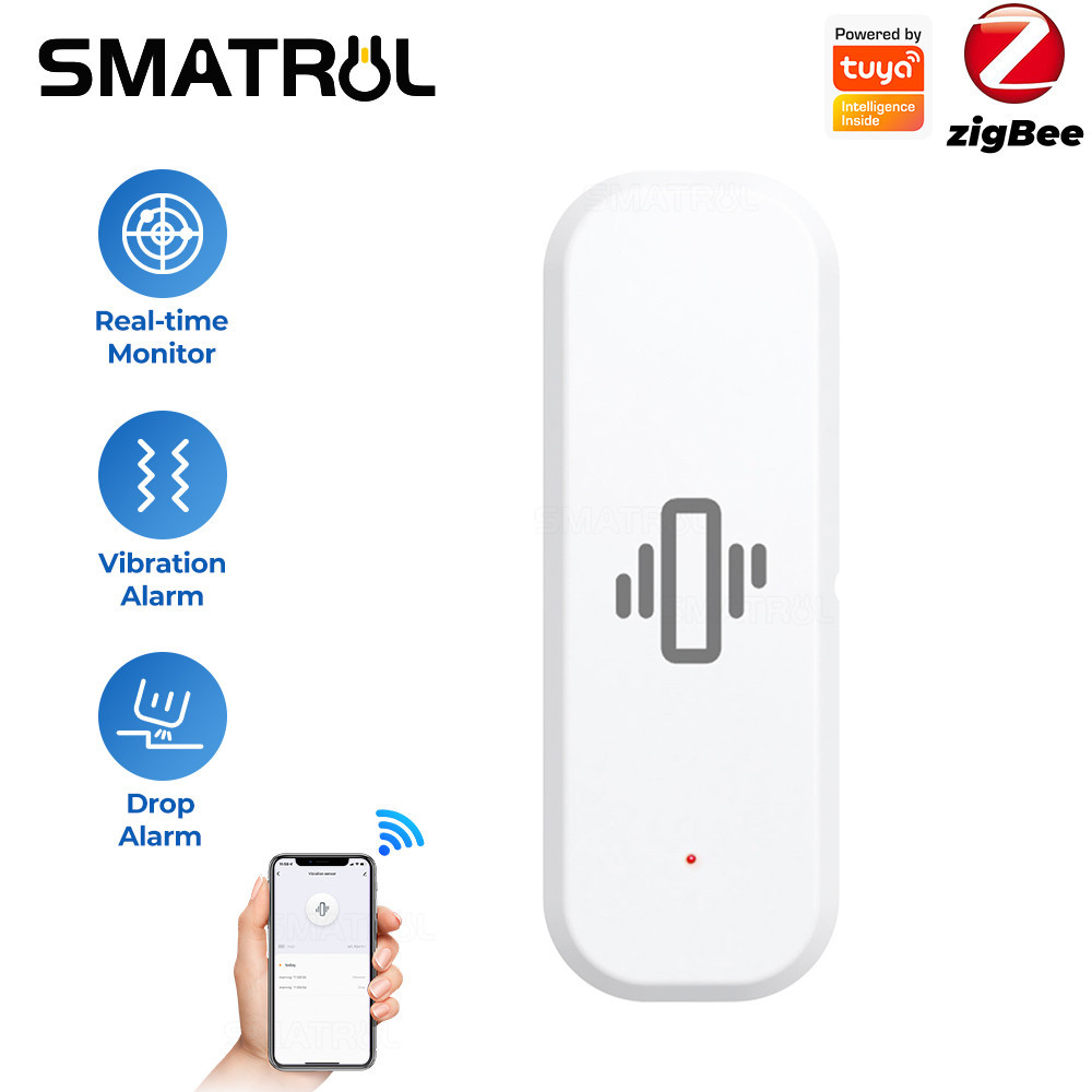 Smatrul Zigbee เซนเซอร์ตรวจจับการสั่นสะเทือนอัจฉริยะ Tuya Smart Life APP แจ้งเตือนการสั่นสะเทือนแบบเรียลไทม์