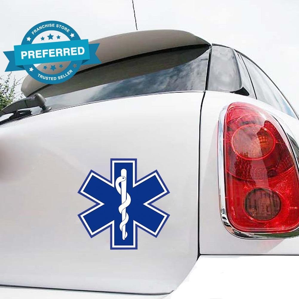 สติกเกอร์สะท้อนแสง ลาย Star of Life 3 นิ้ว x 3 นิ้ว EMS PARAMEDIC EMT Life of Star J0E4