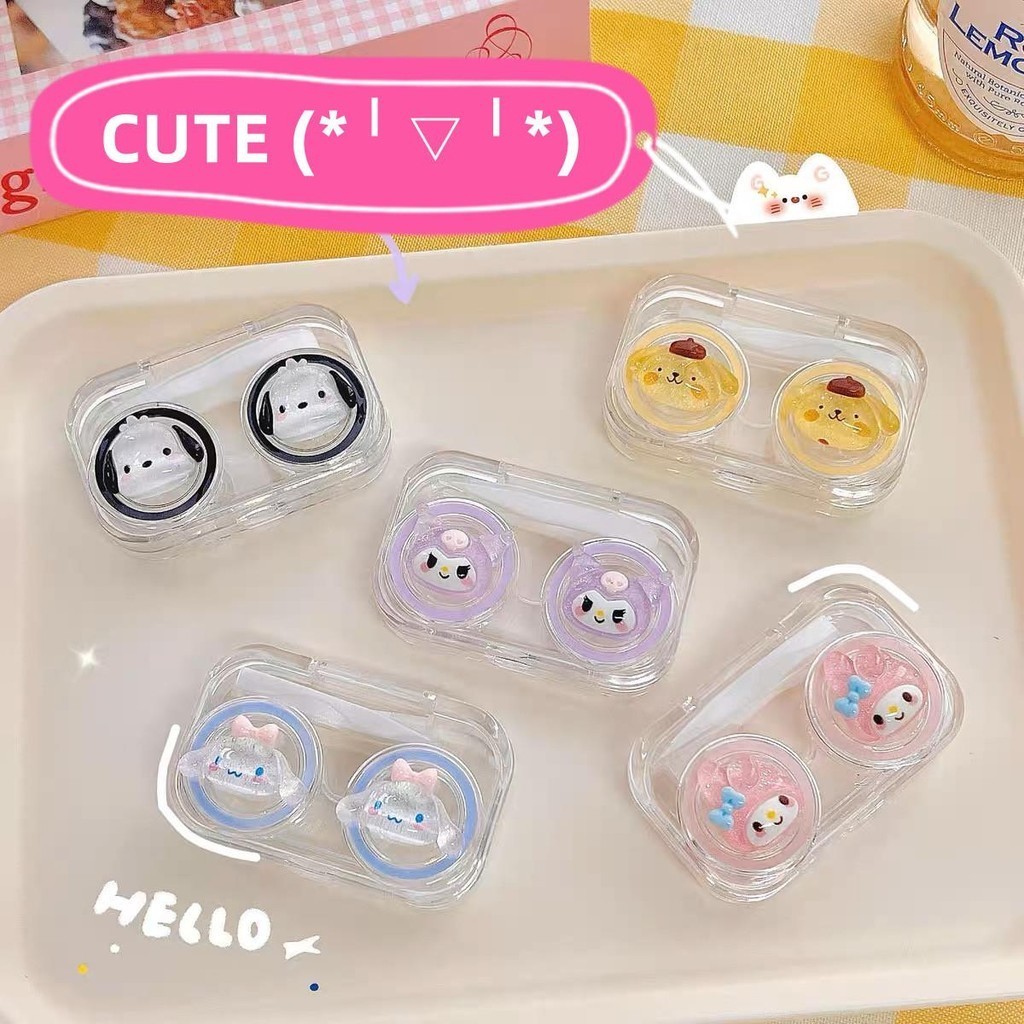 กล่องเลนส์สีแฟชั่น เรียบง่ายและน่ารัก, กล่องเลนส์แบบพกพา  กล่องเก็บเลนส์ได้หลายคู่  Lens Organizer Contact Lens Case