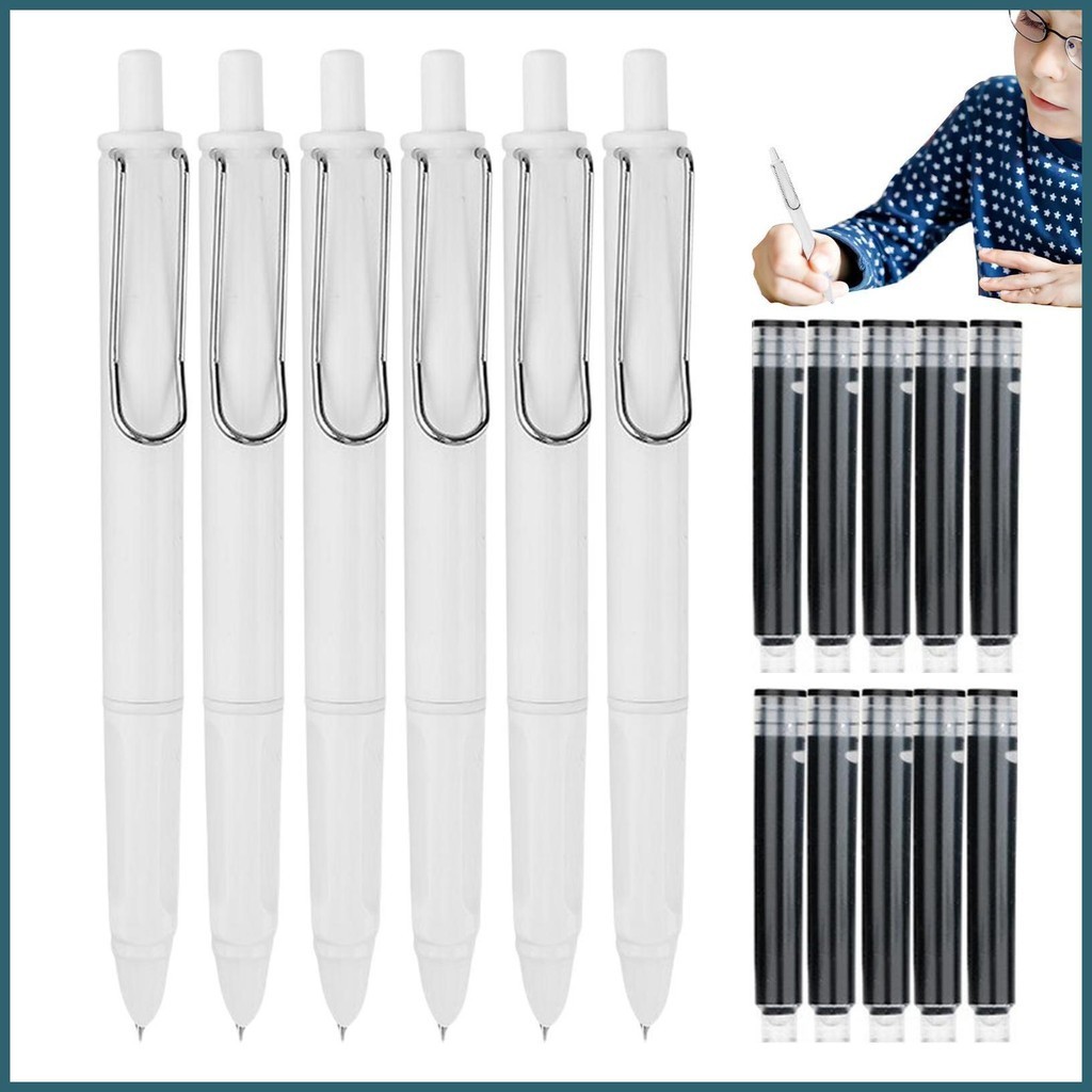 ปากกาหมึกซึม แบบกด เติมได้ สําหรับเขียน 6 ชิ้น