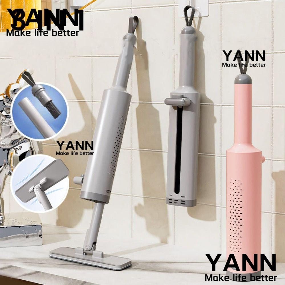 Yann1 ไม้ถูพื้น ขนาดเล็ก แบบพกพา หมุนได้ พร้อมแปรงไฟเบอร์ TPR ปรับได้ สําหรับคนขี้เกียจ