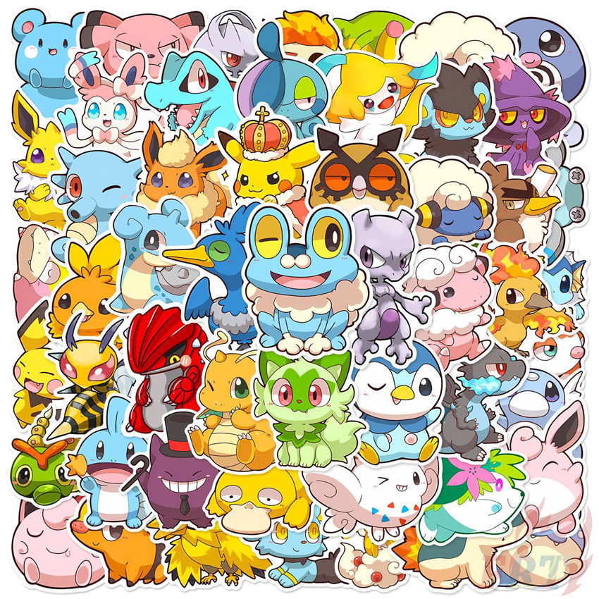 Q Baby Pokemon Series 01 Stickers 50Pcs/Set DIY Fashion Waterproof Doodle Decals Stickers