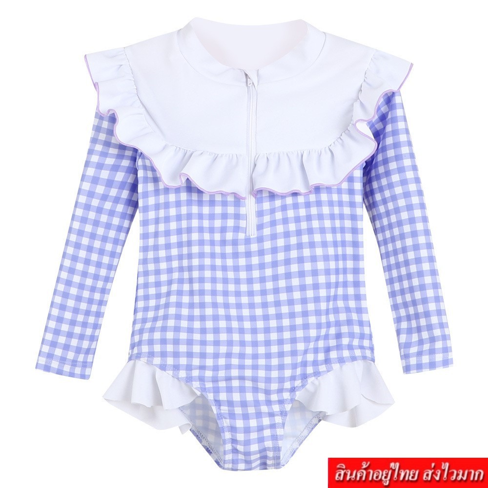 CLOTHING  ชุดว่ายน้ำเด็กผู้หญิง ขาเว้าลายน่ารัก สีสันสดใส สมวัย รุ่น YLM22