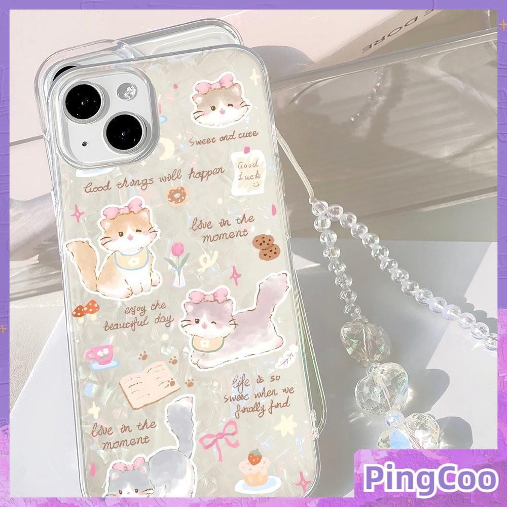 PingCoo - สำหรับ iPhone 15 PRO MAX เคส iPhone สีสัน มหาสมุทร เชลล์ โฟโลกราฟิก เลเซอร์ เคสใส TPU นุ่ม ลูกแมวน้อยน่ารัก เข้ากันได้กับ iPhone 14 13 12 11 PRO MAX PLUS XR XS