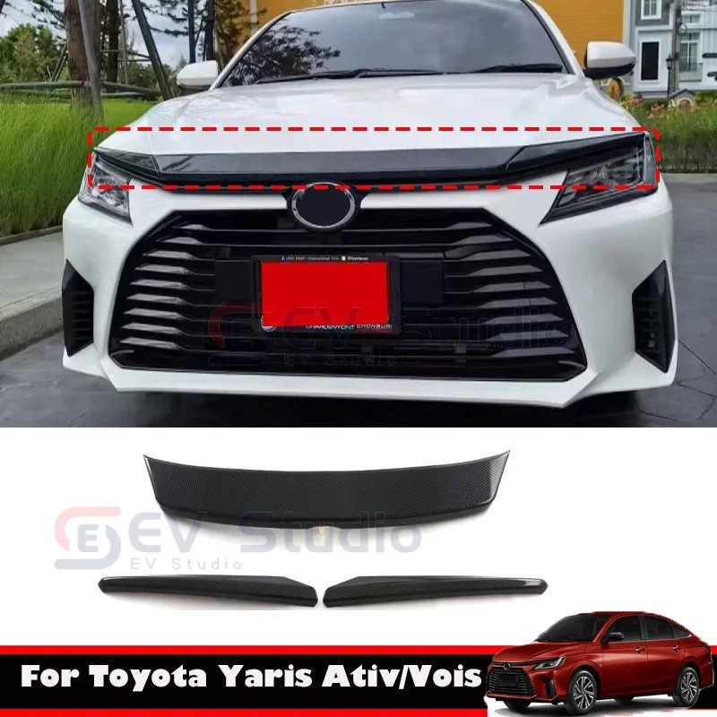 【Toyota】สติกเกอร์คาร์บอนไฟเบอร์ Abs สําหรับติดกันชนหน้ารถยนต์ Toyota Yaris Ativ/Vois 2023 2024