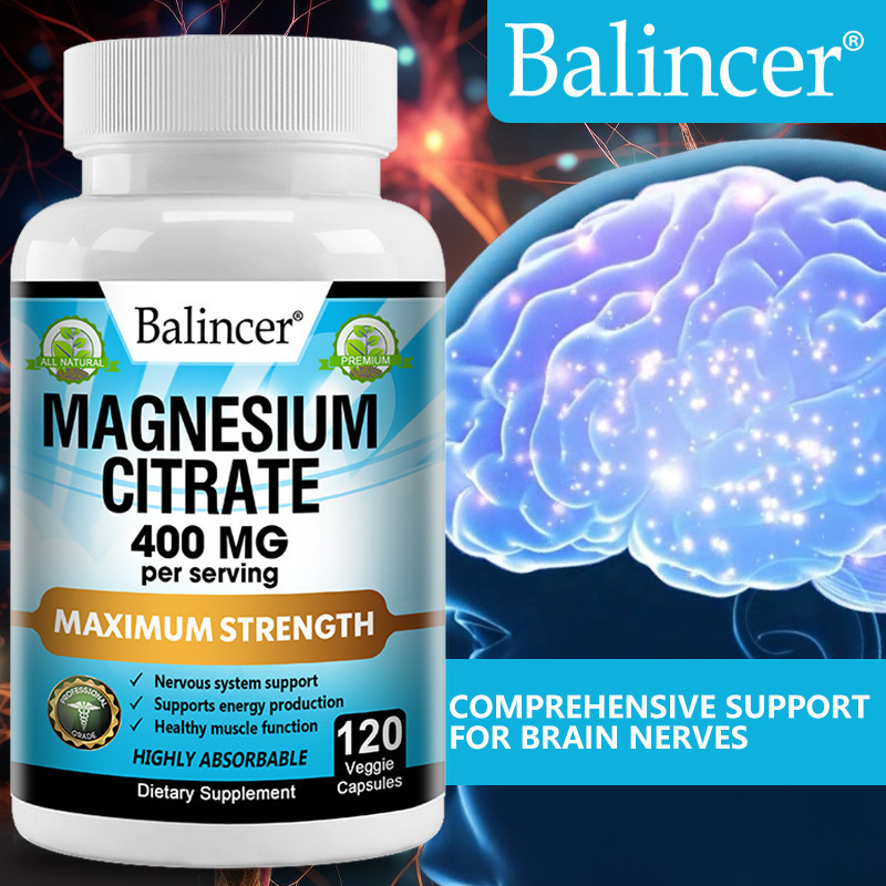 Balincer Magnesium Citrate 400MG ผลิตภัณฑ์เสริมอาหารบำรุงกล้ามเนื้อ ประสาท กระดูก และหัวใจ 120 แคปซูล