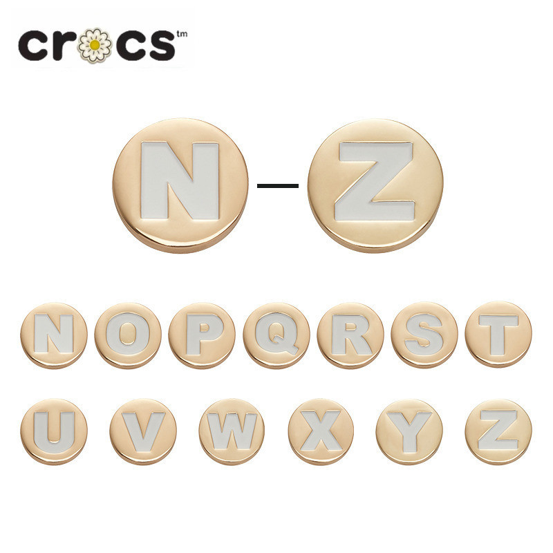 Crocs Jibbitz อุปกรณ์เสริมรองเท้าลําลอง ลายดอกไม้ ตัวอักษรภาษาอังกฤษ N-Metal Letter Z