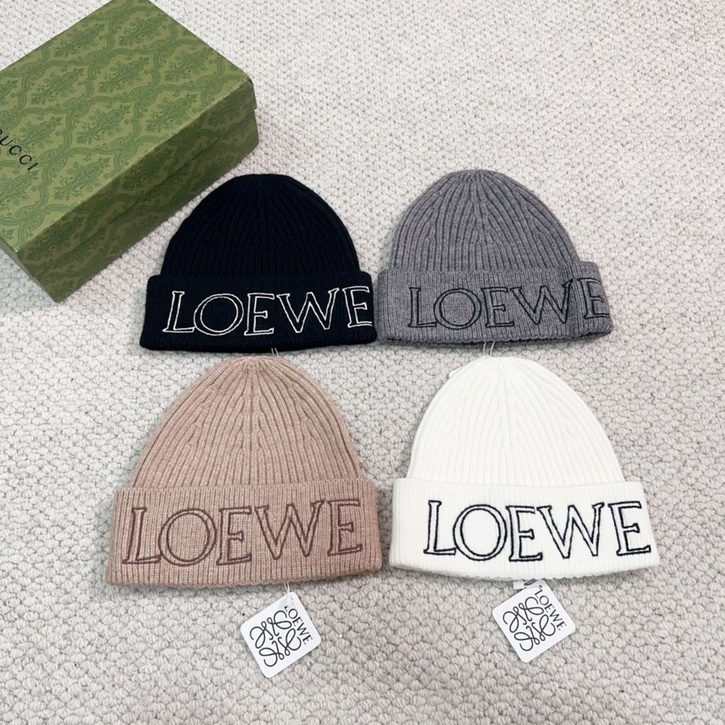 Loewe Yang Mi's Same Style หมวกถัก ผ้าขนสัตว์ ให้ความอบอุ่น สไตล์เกาหลี สําหรับผู้หญิง
