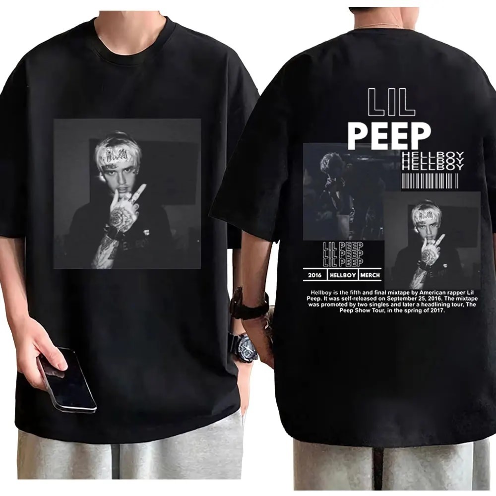 เสื้อยืด พิมพ์ลายกราฟฟิค Rapper Lil Peep สองด้าน สไตล์วินเทจ